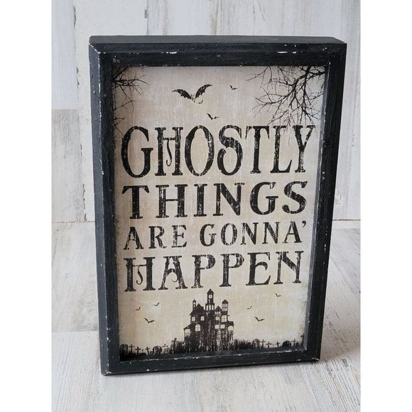 Square One ghostly things are going to happen wall sign Halloween prop decor - Picture 1 of 11
